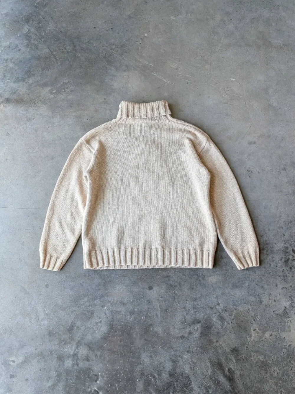 Ralph Lauren Horse Equestrian Intarsia Knit Tan Linen Turtleneck Sweater medium - Picture 9 of 10